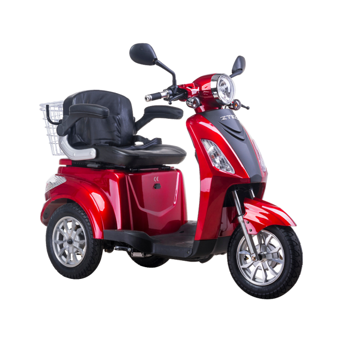 Scooter Z-TECH ZT-15-D "TRILUX PLUS" 3 RUOTE Differenziale per Disabili e Anziani -Rosso