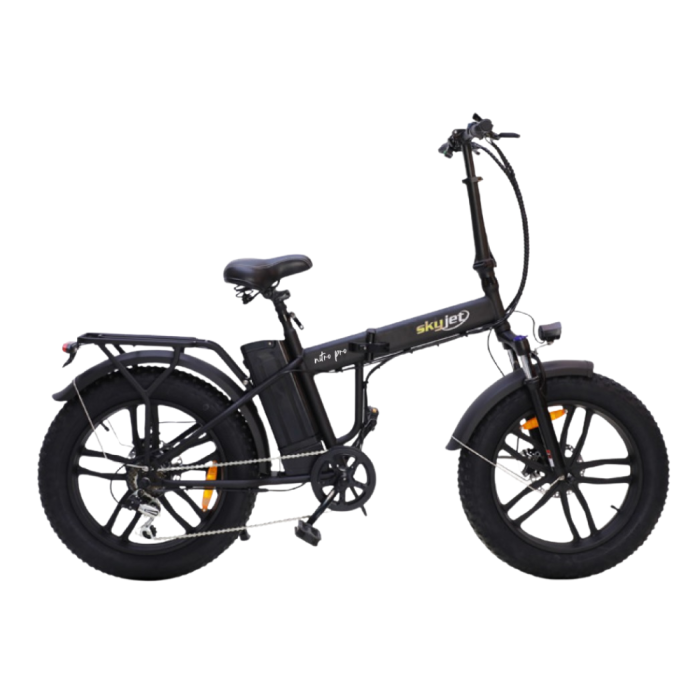 Bicicletta Elettrica Fat-bike Pieghevole SkyJet NitroPro 250W 10Ah 36V Batteria Litio-Nero