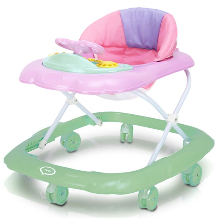 Girello Bambini Wizy Easy per Primi Passi Salvaspazio e Volante Interattivo-Verde