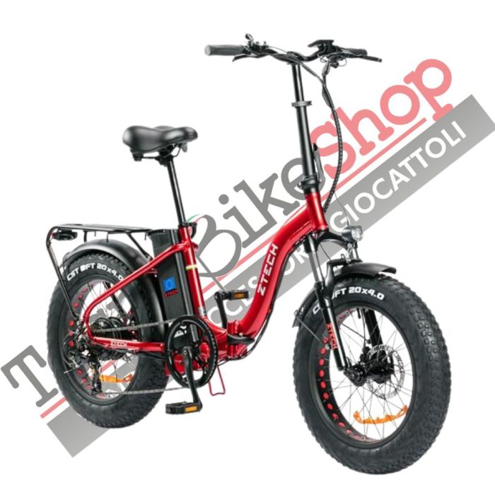 Bicicletta Elettrica Pieghevole Z-Tech ZT-89-E Folding Etna 250W 36V 10.4Ah Batteria Litio-Rosso