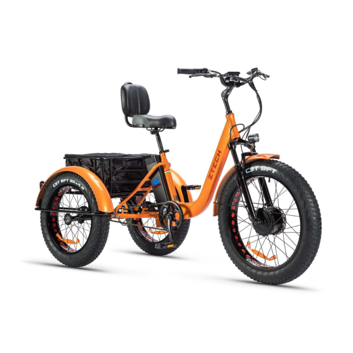 Triciclo Bicicletta Elettrica Z-TECH ZT-80-B "FAT TRIKE " 3 Ruote 250W 13 Ah 48V Batteria Litio 