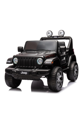 Auto Macchina Elettrica per Bambini JEEP FIAT Wrangler RUBICON 12V 2 Posti  con Monitor 4" Mp4 - Sedile in Pelle -Nero