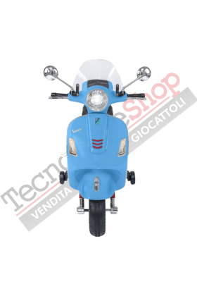 Moto Elettrica Piaggio Vespa GTS Super 12V con Bauletto e Parabrezza-Celeste