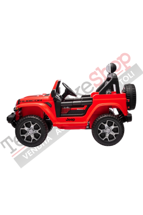 Auto Macchina Elettrica per Bambini JEEP FIAT Wrangler RUBICON 12V 2 Posti  con Monitor 4" Mp4 - Sedile in Pelle -Rosso
