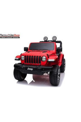 Auto Macchina Elettrica per Bambini JEEP FIAT Wrangler RUBICON 12V 2 Posti  con Mp3 - Sedile in Pelle -Rosso