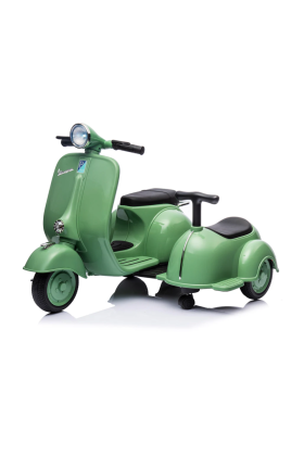 Moto Elettrica Per Bambini Vespa Sidecar Small 6V-Verde
