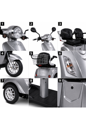 Scooter Z-TECH ZT-18 "TRILUX 3.0" 3 RUOTE 2 Posti Differenziale Anziani-Grigio 