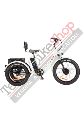 Triciclo Bicicletta Elettrica Z-TECH ZT-80-B "FAT TRIKE " 3 Ruote 250W 13 Ah 48V Batteria Litio -Bianco