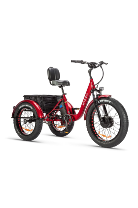 Triciclo Bicicletta Elettrica Z-TECH ZT-80-B "FAT TRIKE " 3 Ruote 250W 13 Ah 48V Batteria Litio -Rosso