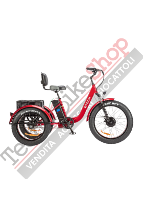 Triciclo Bicicletta Elettrica Z-TECH ZT-80-B "FAT TRIKE " 3 Ruote 250W 13 Ah 48V Batteria Litio -Rosso
