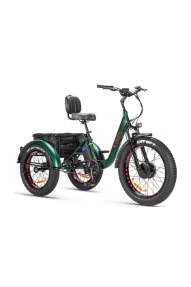 Triciclo Bicicletta Elettrica Z-TECH ZT-80-B "FAT TRIKE " 3 Ruote 24"/20" 250W 13 Ah 48V Batteria Litio -Verde