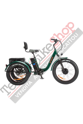 Triciclo Bicicletta Elettrica Z-TECH ZT-80-B "FAT TRIKE " 3 Ruote 24"/20" 250W 13 Ah 48V Batteria Litio -Verde
